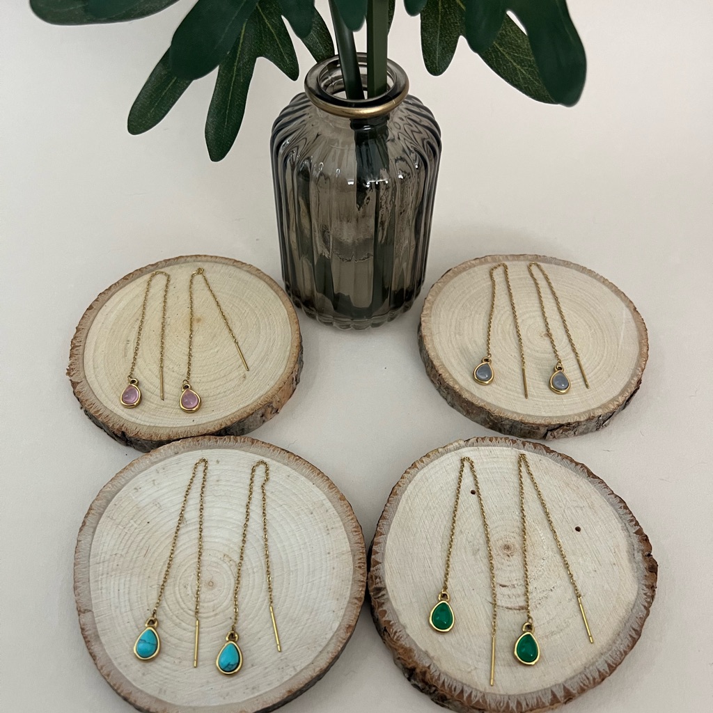 Elegant Gold And Gemstone Pendant Necklace Set 32$